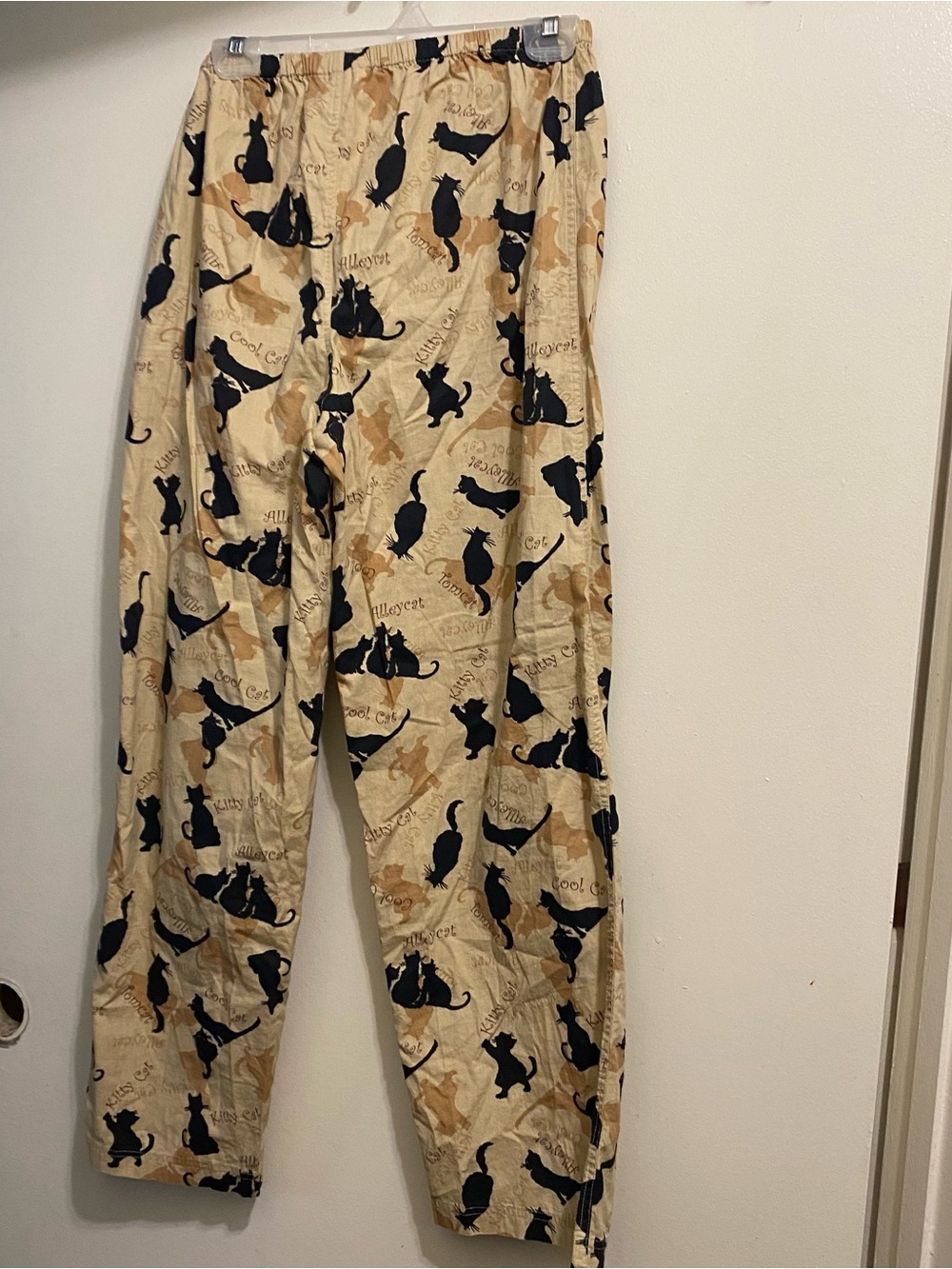 Vintage Dream Catcher Clothing Womens M Lounge Pants Cat Cats Kitty Beige Black